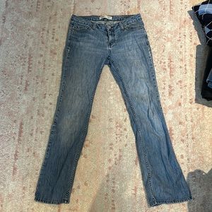 Medium wash, low rise jeans
